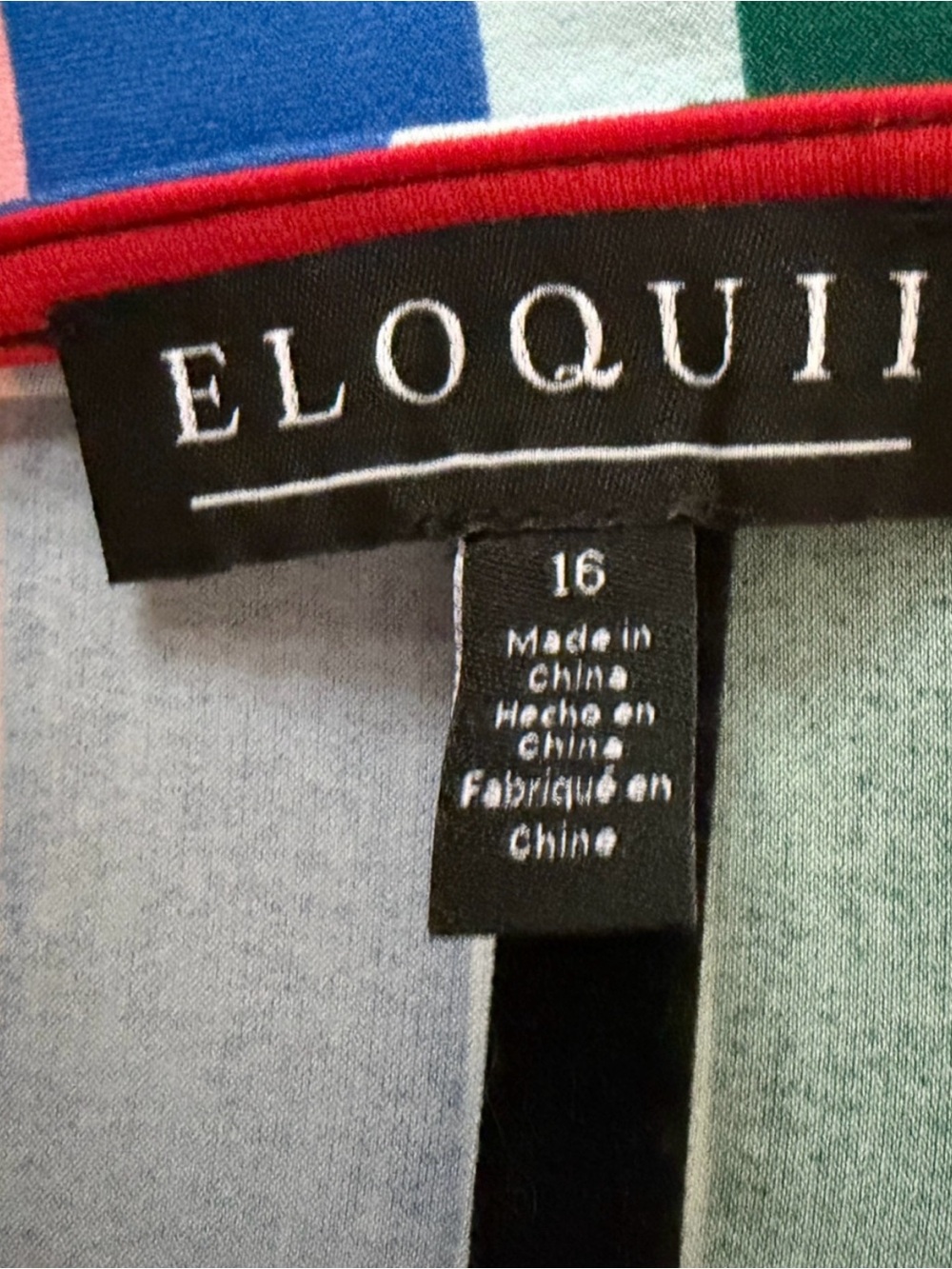 Eloquii Multi-Color Striped Dress in Navy, Red, Green, Blue, Pink - Picture 8 of 8